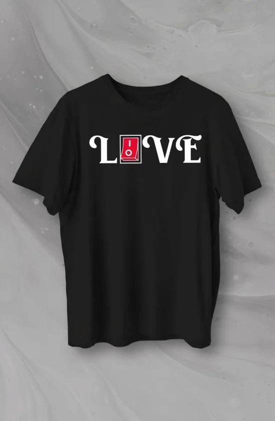 14 Şubat Sevgililer Günü Love Baskılı Oversize Bisiklet Yaka T-shirt