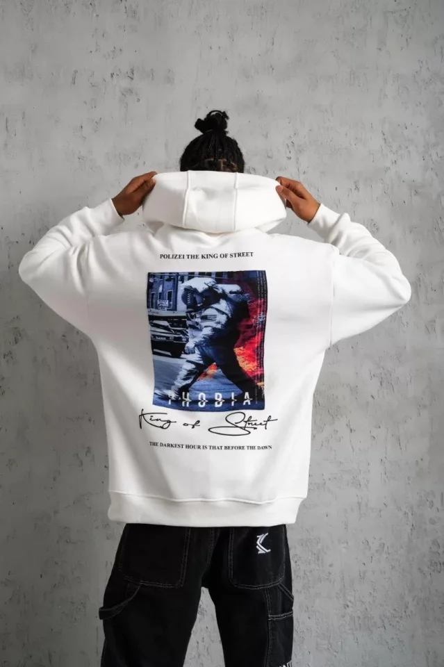 Erkek Astronot Baskılı Kapüşonlu Sweat