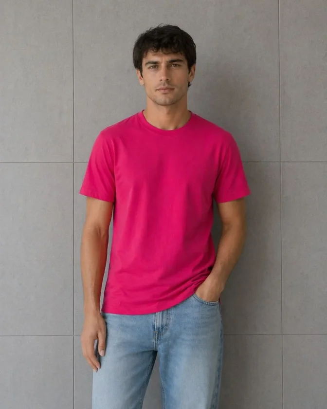 Erkek Basic Pamuklu Tişört Bisiklet Yaka Düz Renk Regular Fit T-Shirt