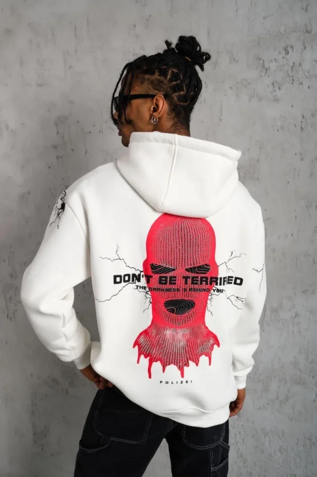Erkek Maske Baskılı Kapüşonlu Sweat