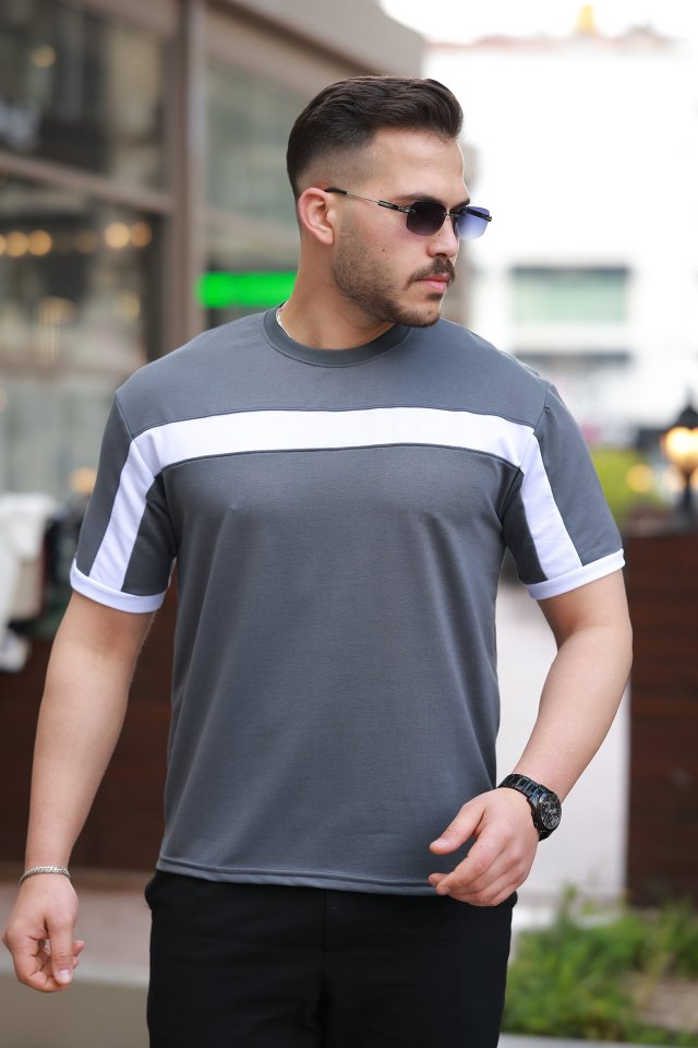 Erkek şerit Detaylı Kısa Kollu T-shirt