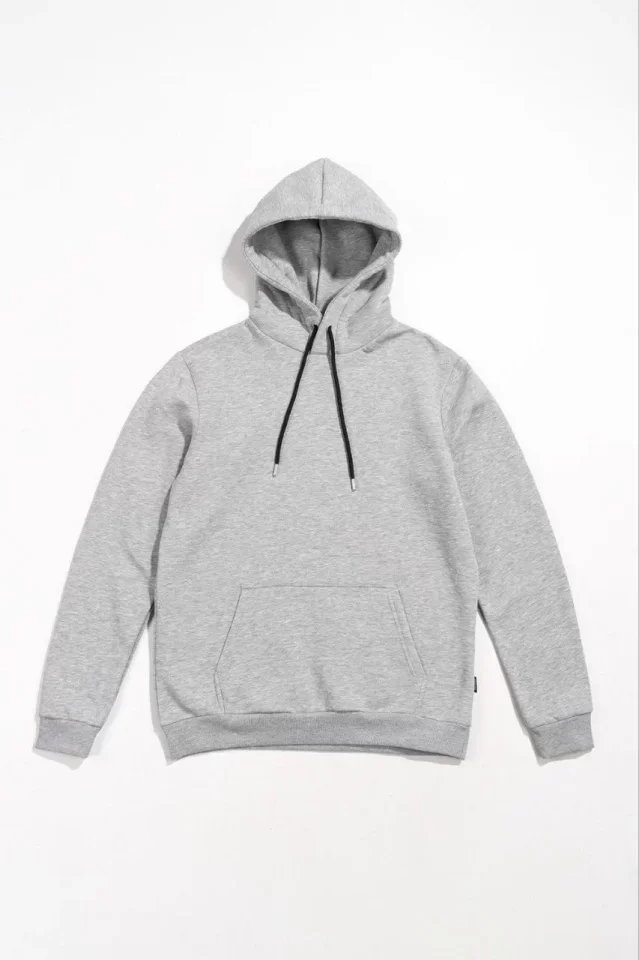 Erkek Uzun Kol Kapşonlu Basic Sweatshirt Hoodie