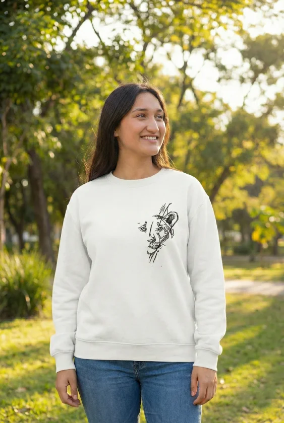 Sevgililer Günü Özel Bisiklet Yaka Baskılı Oversize Sweatshirt
