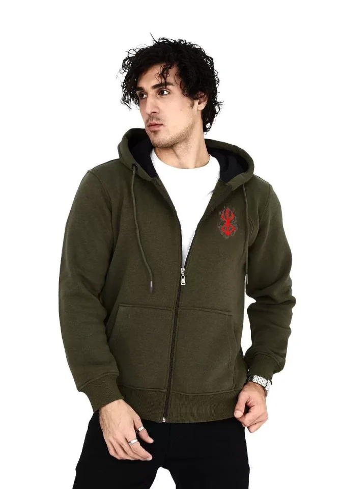 Unisex Baskılı Tam Fermuarlı Kapşonlu SweatShirt